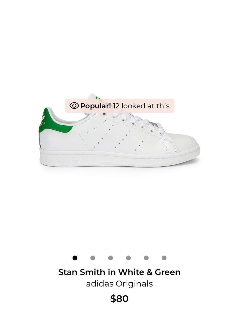 adidas Originals Womens White Leather Sneakers with Green Heel Tab